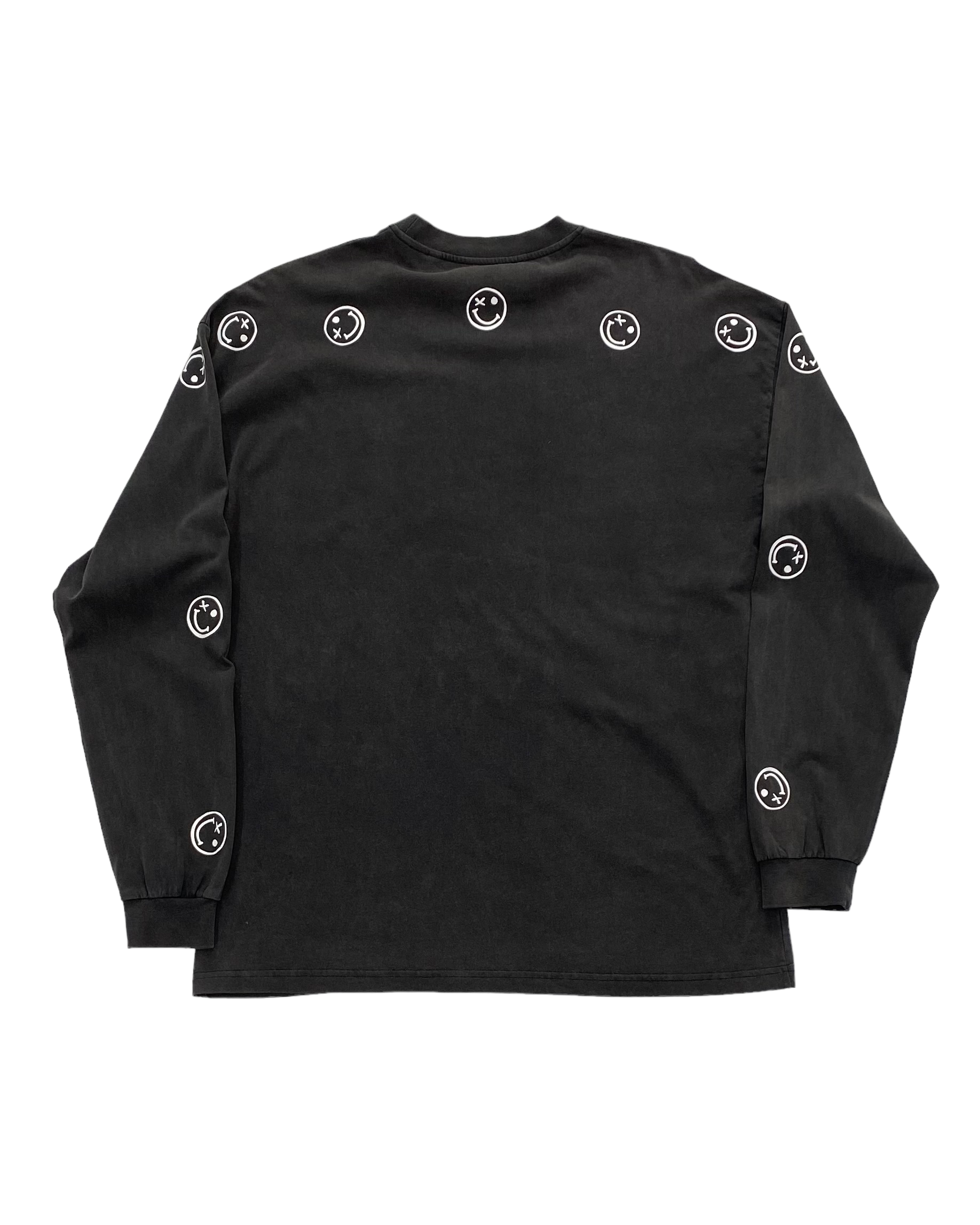 Black Long Sleeve Oversized Smiley Shirt
